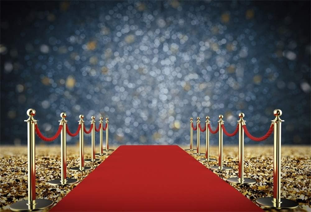 AOFOTO 8x6ft Red Carpet VIP Backdrop Vinyl Gold Bannister