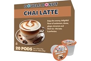 Double Donut Coffee Chai Latte Pods – Spiced & Creamy Chai Tea Latte – Notes of Cinnamon, Cardamom, Cloves & Ginger, Compatible with Keurig Brewers, 20 Count