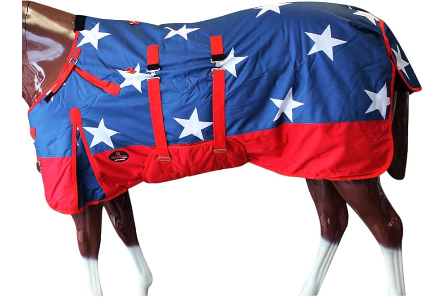 American Flag 76 in HILASON 1200D Winter Waterproof Poly Horse Turnout Blanket Belly Wrap