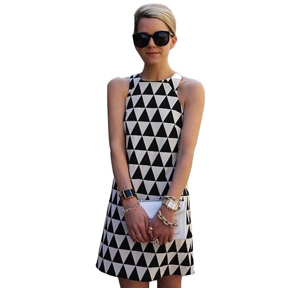 Elecenty Damen Ärmellos Sommerkleid Partykleid A-Linie Strandkleid Maxikleid Mädchen Rundhals Kleider Frauen Kurz Knielang Kl