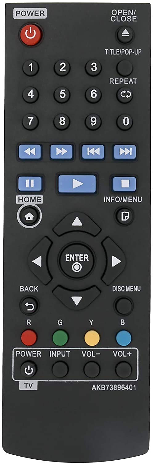 ALLIMITY AKB73896401 Remote Control Replaced for LG Blue-Ray Disc DVD Player BP250 BP135 BP240 BP300 BP335W BD640 BP135N BP135W BP145 BP155N BP200 BP325W BP335WN BP340 BP350 BP350N