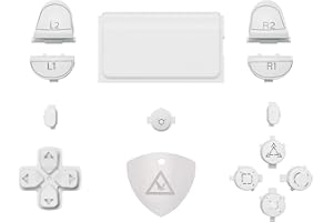 eXtremeRate White Classical Symbols Custom Replacement Full Set Buttons for ps4 Slim Pro CUH-ZCT2 Controller - Compatible with ps4 DTFS LED Kit - Controller NOT Included