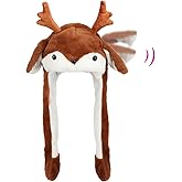 Bubblepompom Animal Hat with Ears Moving Jumping Pop Up Beating Hat Plush Holiday Cosplay Dress Up Funny Gift for Kids