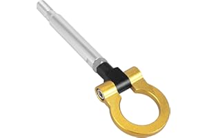 X AUTOHAUX Gold Tone Aluminum Alloy Front Bumper Trailer Ring Eye Towing Tow Hook Screw for Subaru Impreza WRX BRZ