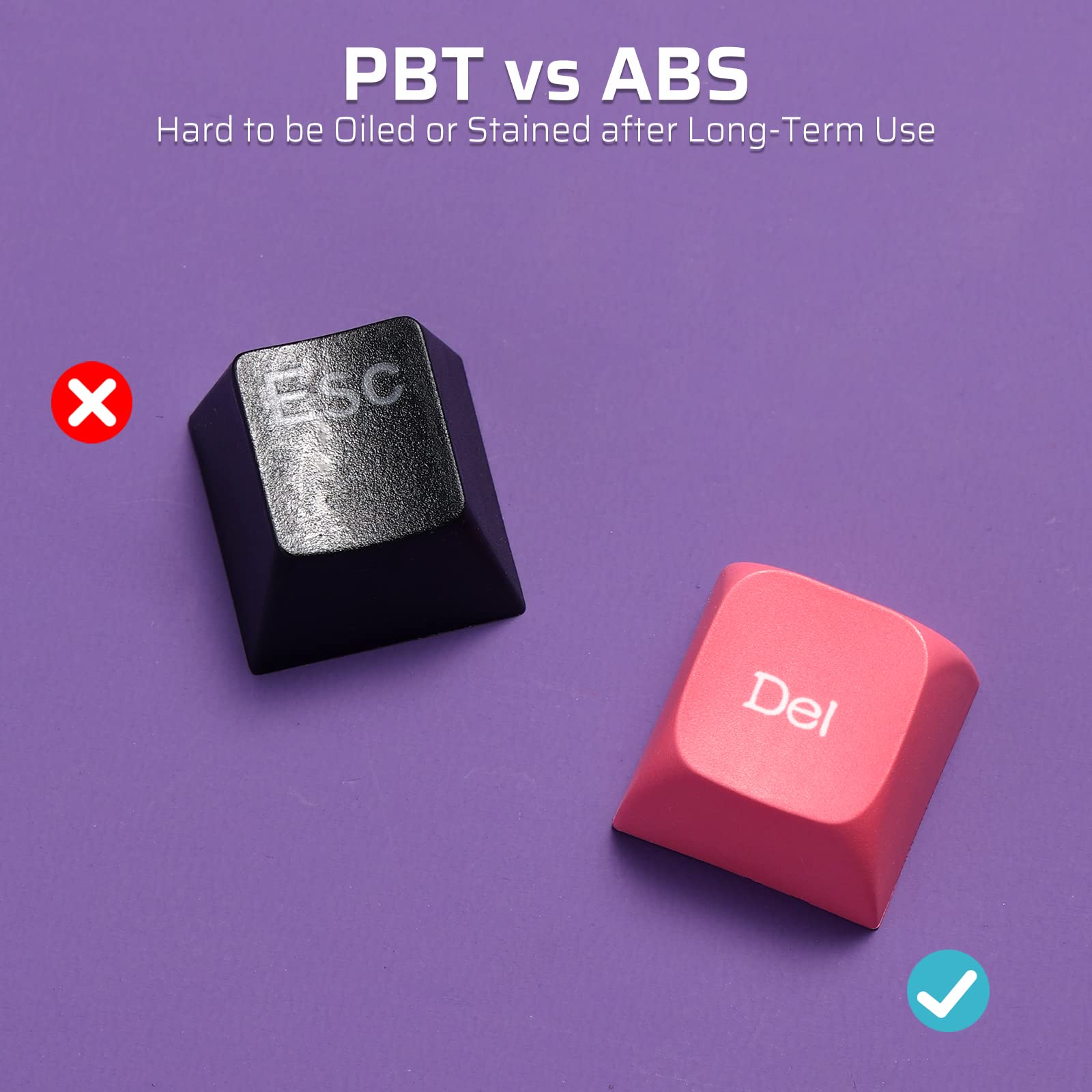 LTC LavaCaps PBT Double Shot 112-Key Sublimation Keycaps Set, KDA Profile for ANSI Layout 61/68/84/87/98/104 Keys Mechanical Keyboard, with Keycap Puller - (Only Keycaps), Neon Purple