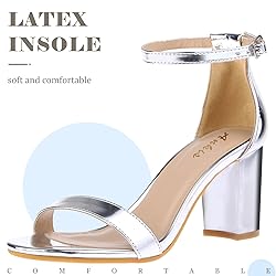 Ankis Silver Heels for Women Chunky - Open Toe