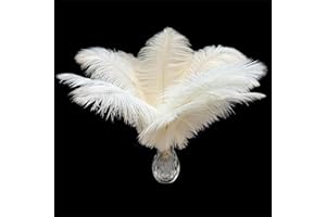 Piokio 20Pcs White Ostrich Feathers 10-12 inch (25-30cm) Bulk Feathers for Home Decoration and DIY Clothes Decoration, Gatsby Decorations