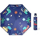 Hannstar Automatic Kids Umbrella, Folding Telescopic Toddler Umbrella for girls & boys, UV/Sun Protection - Strong and Portable - Compact, Durable, Lightweight Cute Kitty Brolly