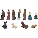 Tnfeeon 11 Pcs Christmas Indoor Resin Nativity Figurine Set Collectible Countertop Nativity Figures Miniature Statue Holy Family Decor