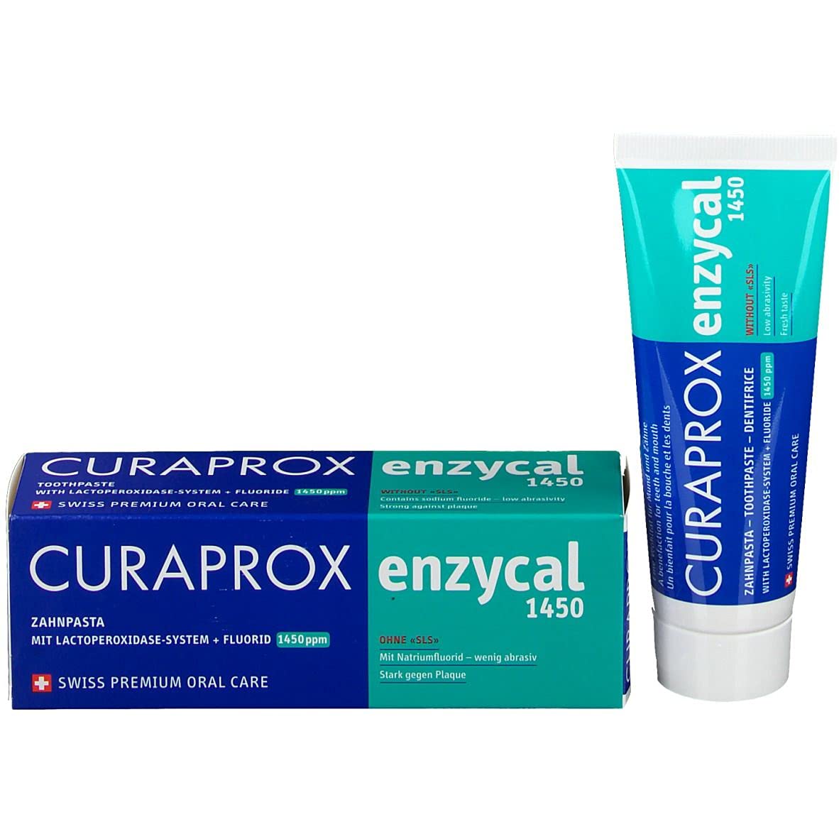4X Curaprox enzycal Toothpaste 1450ppm Fluoride 75ml Tube (4X 75ml)