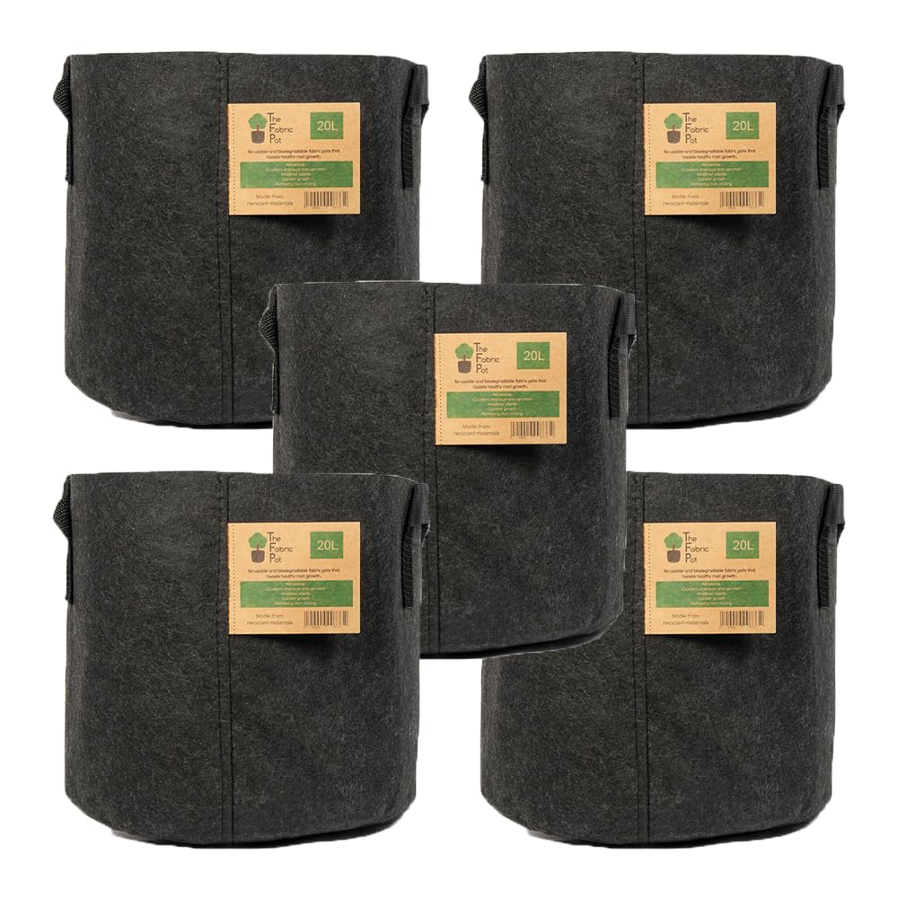 5 x Fabric Pot Round Black 20L