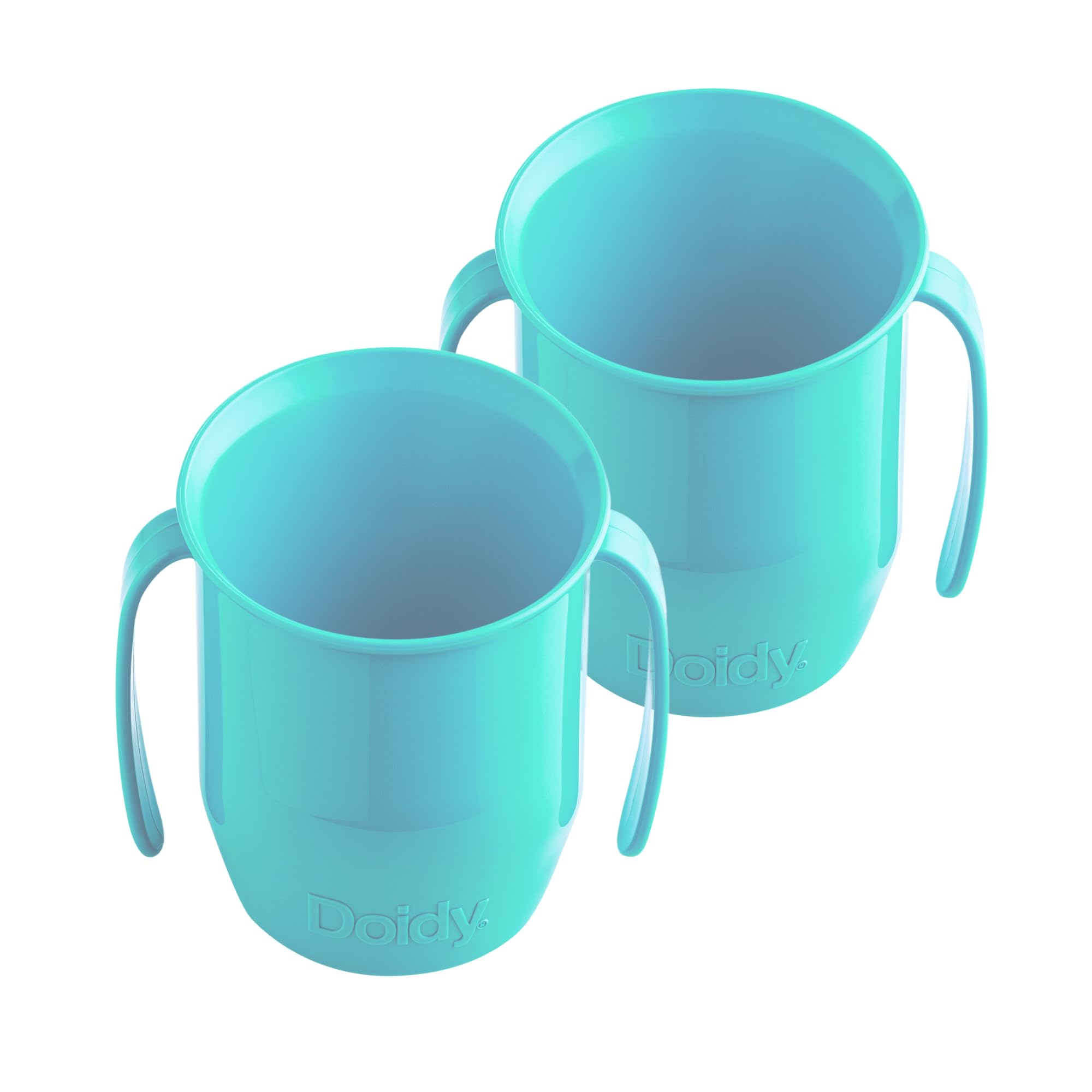 Doidy Cup, Open Cup for Training Baby 6 Months-3 Years, 200ml, Slanted Weaning Cup with Handles for Learning to Drink, BPA Free, 2 Pack (Turquoise) — image 1
