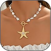 Zurlcdye Starfish Necklace for Women Ocean Pendant Jewelry Beach Vacation Seashell Necklace Summer Hawaiian Gift Accessories