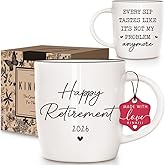 Happy Retirement 2026 Coffee Mug, Funny Not My Problem Anymore Cup for Women Men, Unique Retirement Gift Idea for Coworker, Boss, Teacher, Nurse, Mom, Friend, Office Farewell Party Decorations, 13oz