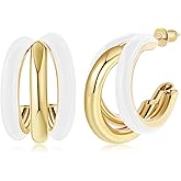 Gold Chunky Triple Hoop Earrings, Thick Three Open Hoop Earrings for Women Trendy Jewelry Gifts