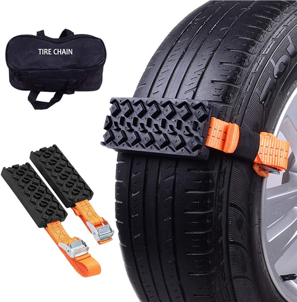 Anti-Skid Tire Blocks,Reusable Auto Emergency Snow, Mud and Sand Tire Traction Device for Trucks and SUV with Carry Bag-Set of 2 PCS