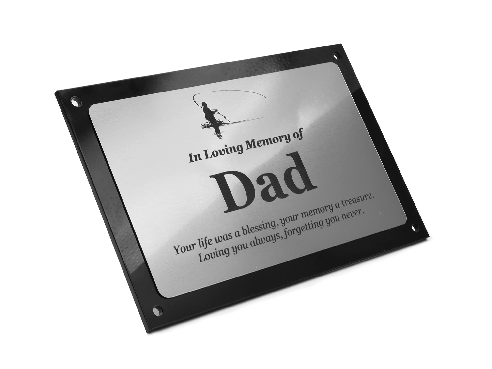 OriginDesigned Beautifully Engraved Dad Memorial Plaque - Indoor and Outdoor Use (Silver)