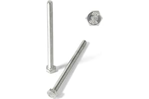 Baudelun 1/4-20 x 4" (3/4" to 4" Available) Hex Head Screw Bolt, 304 Stainless Steel 18-8, Fully Threaded, Plain Finish, Quantity 10 (10, 1/4-20 x 4")