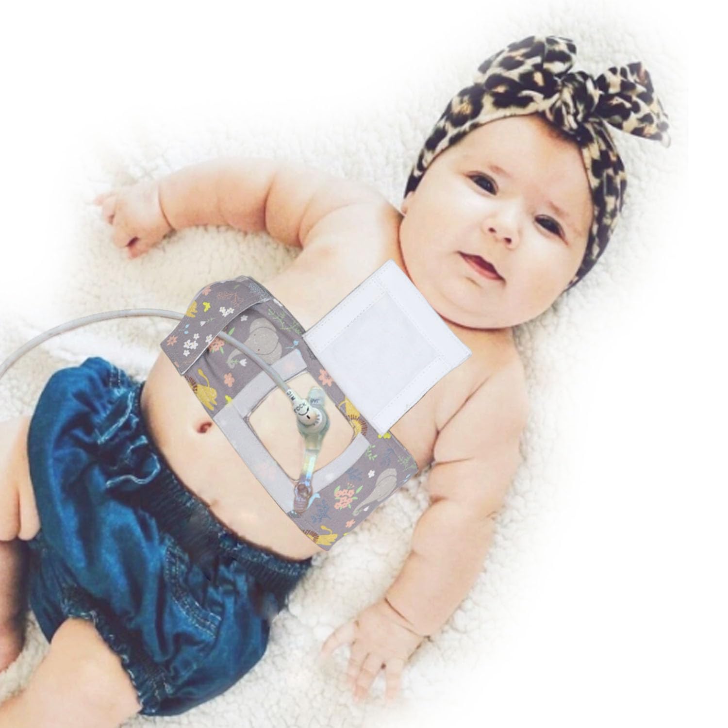 Photo 1 of Feeding Tube Belt G-Tube Protective Belt Adjustable G Tube Tummy Time Belt with G Tube Button Cover for Babies Infants Kids