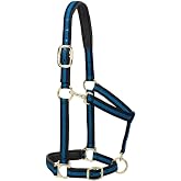 Weaver Leather Nylon Horse Halter, Padded and Adjustable, Chin and Throat Snap Hook Halters for Horses, Brass Plated Halters for Training