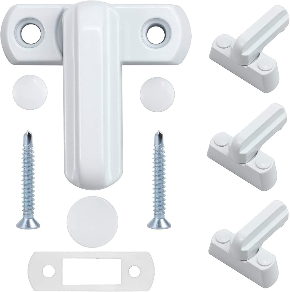 Sandiyago 4 Pack Sash Jammer Blocker White PVC uPVC Door Window Lock Anti Theft