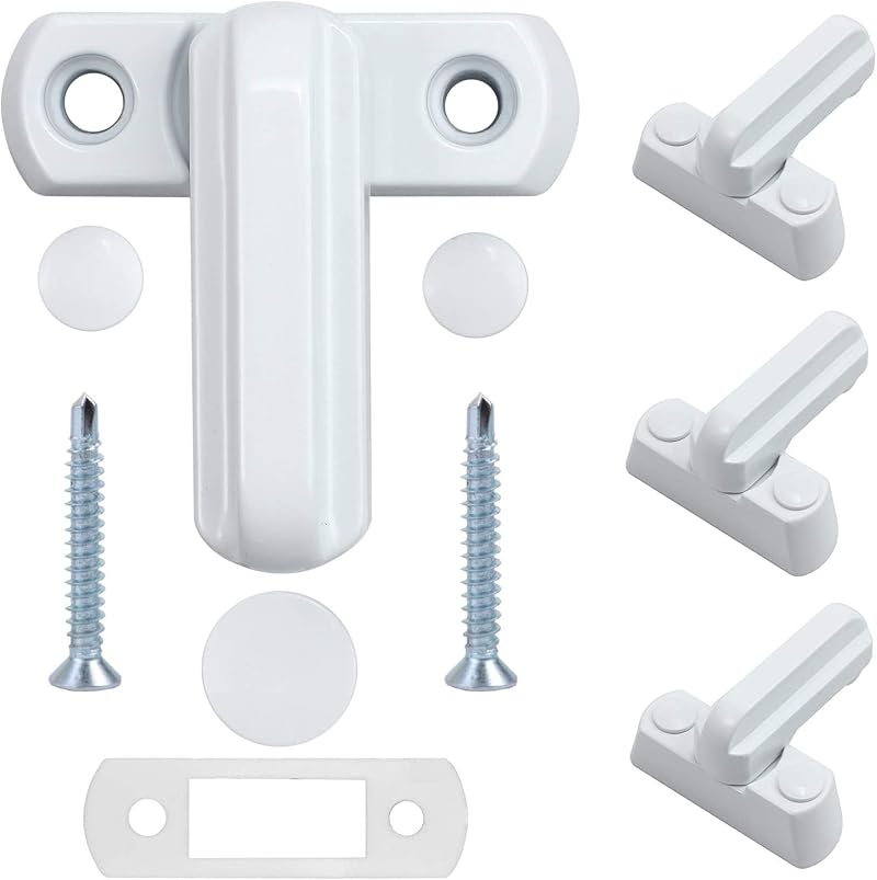Sandiyago 4 Pack Sash Jammer Blocker White PVC uPVC Door Window Lock Anti Theft