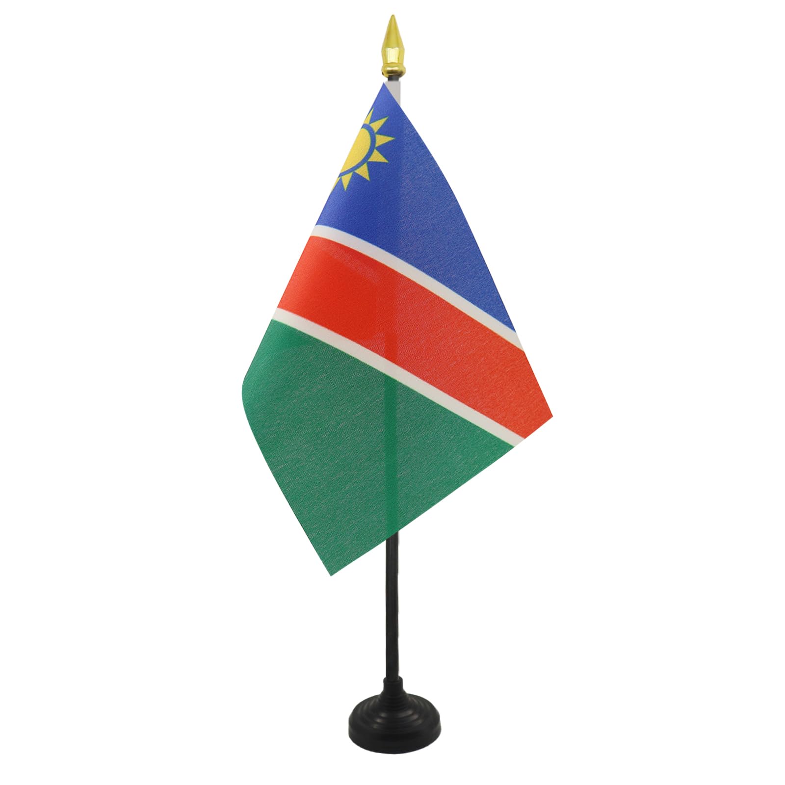 AZ FLAG - Namibia Table Flag 4'' x 6'' - Namibian Mini Desk Flag 100% Polyester 15 x 10 cm - Office Mini Banner with 10'' Pole - Golden Spear