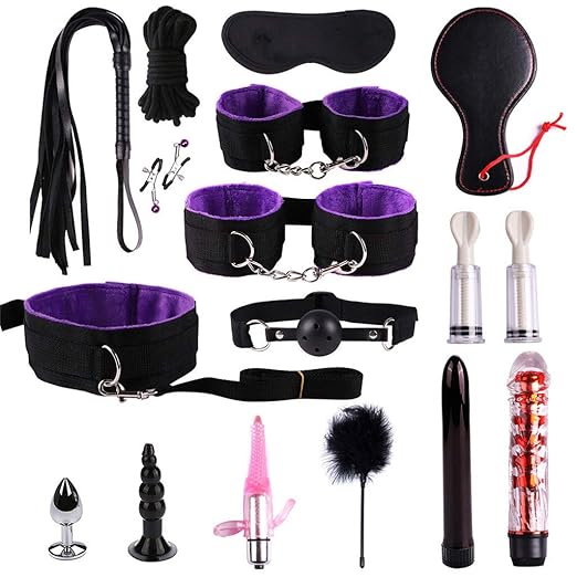 Honestyi Neueste Modell Weiblich Sexspielzeug,Vibratoren Handschellen Vibrator Maske Stecker Anal Nippelklemmen Vibration Set