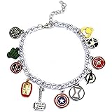 Super Heroes Charm Bracelet with 12 Assorted Multiple Character Logo Charms, Avengers Inspired Stylish Jewelry, Fantastic Fan