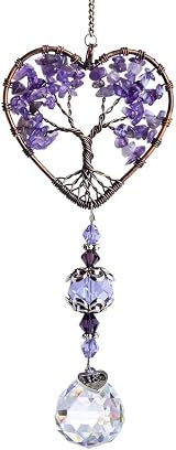 H&D HYALINE & DORA Sun Catcher Purple Crystal Tree of Life Rainbow Maker