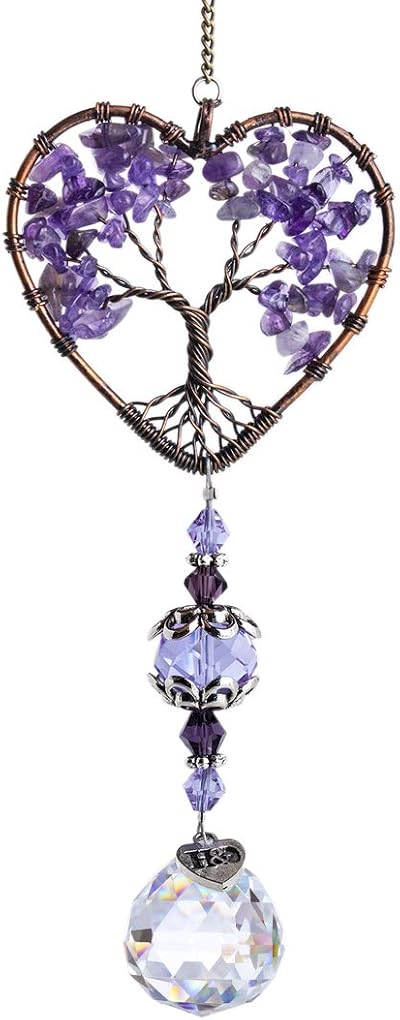 H&D HYALINE & DORA Sun Catcher Purple Crystal Tree of Life Rainbow Maker