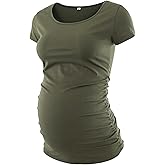 Liu & Qu Women's Maternity Classic Side Ruched T-Shirt Tops Mama Pregnancy Clothes