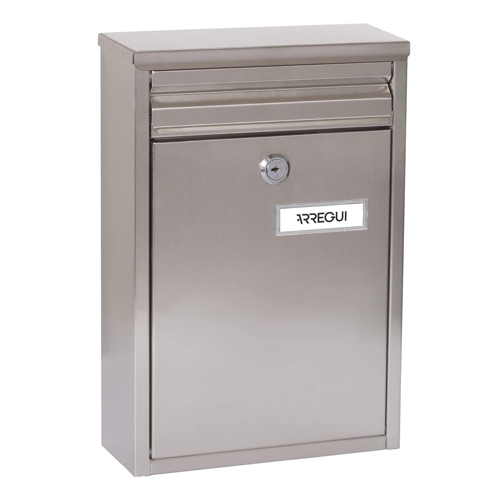 ARREGUI Zaguán E5757 Stainless Steel Exterior Mailbox Size S (DIN A5) | Small Wall Mailbox | Mailbox with Back Mouth Letter Collection | Rain | Anti-Corrosion | Stainless Steel