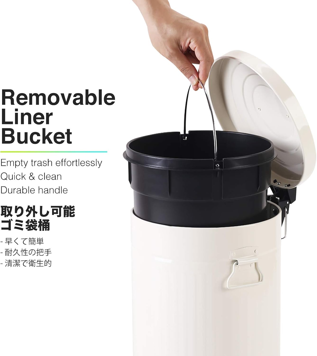 Bathroom Bin with Lid, Small White Wastebasket for Home Bedroom With Lid Round, Soft Close - Image 5