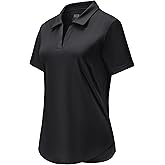 MIER Polo Shirts for Women V Neck Short Sleeve Golf Tennis Shirts Quick Dry Soft UPF 50+ Collared Active Tops, Lightweight