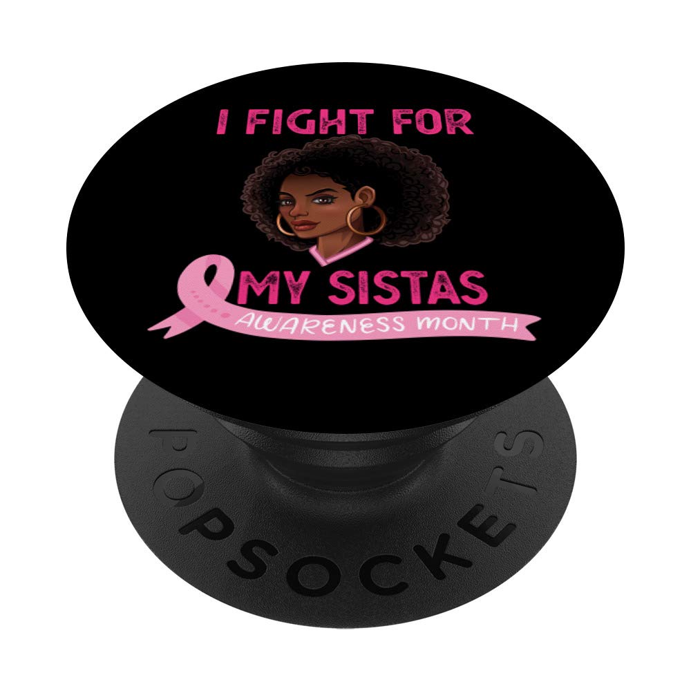 Black Sister supporting ribbon Breast cancer awareness month PopSockets PopGrip: Swappable Grip for Phones & Tablets