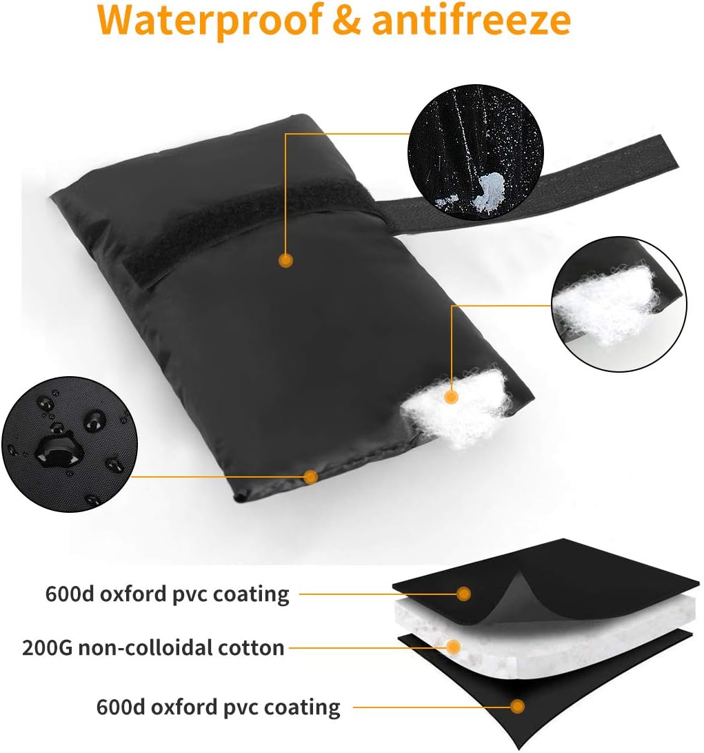 NASUM Faucet Cover for Winter, Outdoor Faucet Covers 600D Heavy Duty Nylon Oxford Cloth, 7.5" L x 5.3" W Faucet Socks Freeze Protection, Outside Faucet Covers for Cold Weather 2 Pack (Black) : Garden & Outdoor