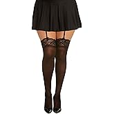 Dreamgirl Women’s Sheer Thigh High Pantyhose Hosiery Nylons Stockings with Comfort Lace Top Anti-Slip Silicone Elastic Band
