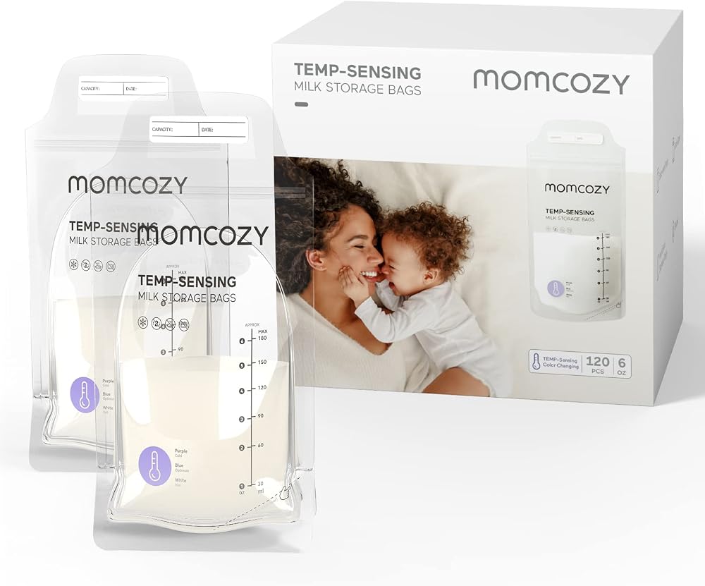momcozy 120 PCS Breast Milk Storage Bags 6oz Temp-Sensing No-Leak
