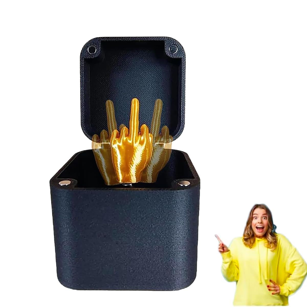 Middle Finger in a Box, Spoof Hand Prank Pop up Gift with Box for Adults, Middle Finger Surprise Gift Box, Christmas Novelty Fun Prank Gift, for Office Desk Decor Home Decor Gift