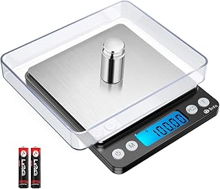 Brifit Feinwaage 0.01g, 500g / 0,01g Briefwaage, Taschenwaage mit EIN 100g Edelstahl Kalibriergewicht, Küchenwaagen mit Tara-Funktion, PCS Funktion, 6 Einheiten Konvertierung (Schwarz)