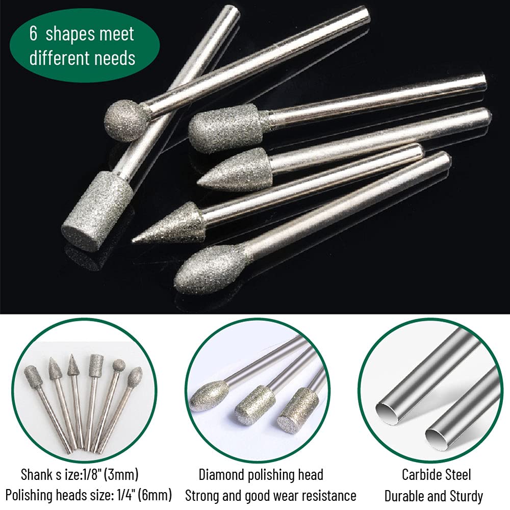 Diamond Grinding Burr Drill Bit Set Compatible with Dremel Rotary Tool 20Pcs Diamond Drill Bits with 1/8