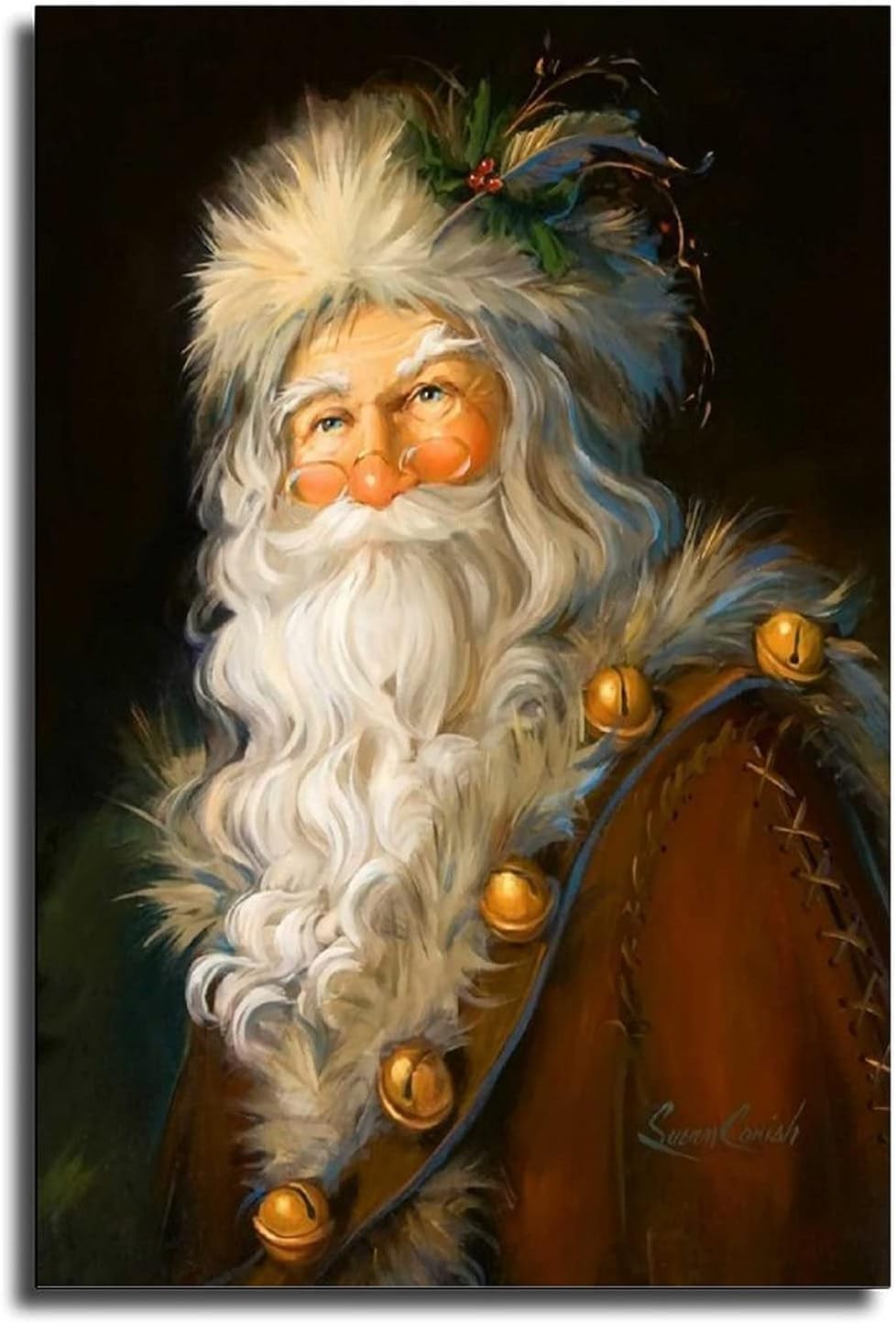 Wall Décor - FireDeer Vintage Santa Claus Poster Christmas Decorations Indoor Cool Painting Canvas Wall Art Modern Picture for Living Room Decor New Year Gifts Unframed (16x24inch,Unframed)