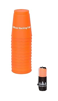Large 3.5 x 4.4 Tall Quick Stack Cups - Speed Training Sports Stacking Cups - Set of 12 With Carry Bag By Trademark Innovations (Orange)