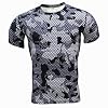 Alamor Heren Camouflage Training Fitness Tees Tops Sneldrogende Elastische Compressie Strakke Sport T-shirt-Grijs-L