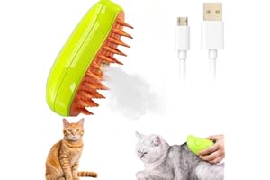 MINGJING Steamy Cat Brush,Upgraded 3 in 1 Multifunctional Cat Steamer Brush,Self Cleaning Steam Cat Brush for Massage, Silicone Steam Pet Brush for Removing Tangled And Loosse Hai(Green)