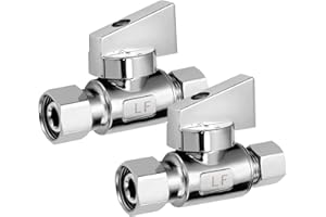 Pronese 2 Pack Lead Free Chrome Brass 3/8" Comp Female Swivel x 1/4 Inch Compression Male Quarter Turn Water Straight Angle S