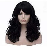 Cying Lin 18" Long Curly Black Beehive Wigs Heat Resistance Fiber Synthetic Hair Party Cosplay Wigs Peluca (Black)