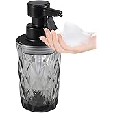 Automatic Glass Soap Dispenser, Touch Dispense Foam Hand Soap Dispenser with Diamond Relief Design for Kitchen, Bathroom, Hotel, 8.3oz/245ml