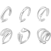 wgoud 6PCS Dome Chunky Gold Rings for Women Waterproof, 14K Gold Plated Braided Twisted Stackable Signet Rings, Adjustable Open Ring Band Statement Jewelry Gift